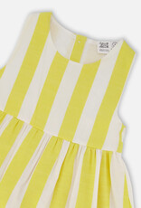 Deux par Deux Sleeveless Dress White And Yellow Stripes