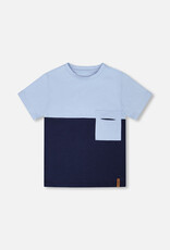 Deux par Deux Colorblock Jersey T-Shirt w/Pocket Dark Blue