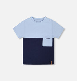 Deux par Deux Colorblock Jersey T-Shirt w/Pocket Dark Blue