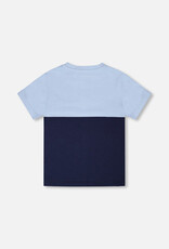 Deux par Deux Colorblock Jersey T-Shirt w/Pocket Dark Blue