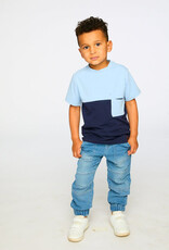 Deux par Deux Colorblock Jersey T-Shirt w/Pocket Dark Blue