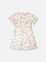 Deux par Deux SALE. French Terry Dress Off White Printed Flowers
