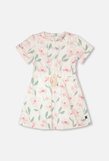 Deux par Deux French Terry Dress Off White Printed Flowers