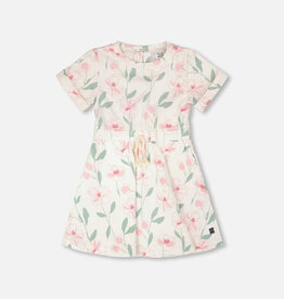 Deux par Deux French Terry Dress Off White Printed Flowers