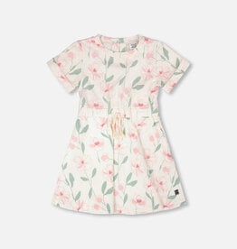Deux par Deux SALE French Terry Dress Off White Printed Flowers