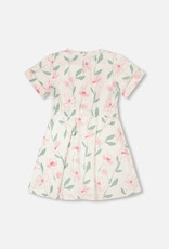 Deux par Deux French Terry Dress Off White Printed Flowers