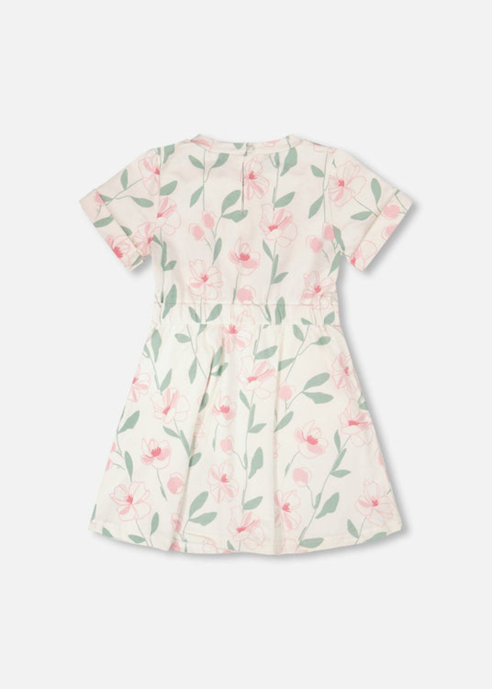 Deux par Deux French Terry Dress Off White Printed Flowers