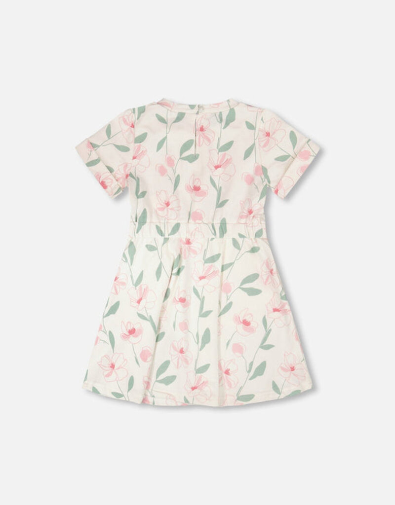 Deux par Deux French Terry Dress Off White Printed Flowers