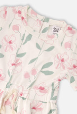 Deux par Deux French Terry Dress Off White Printed Flowers