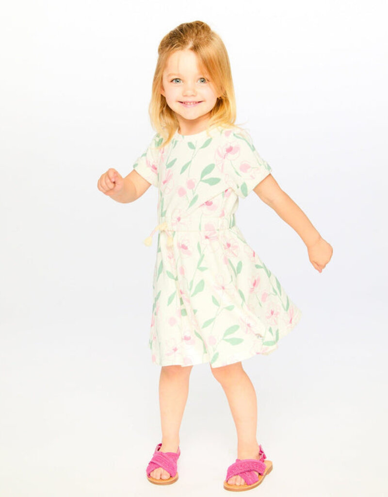 Deux par Deux French Terry Dress Off White Printed Flowers