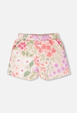 Deux par Deux French Terry Shorts Pink Printed Flowers