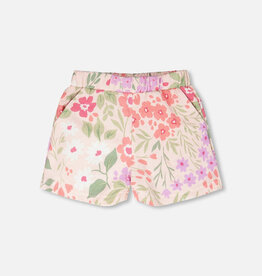 Deux par Deux French Terry Shorts Pink Printed Flowers