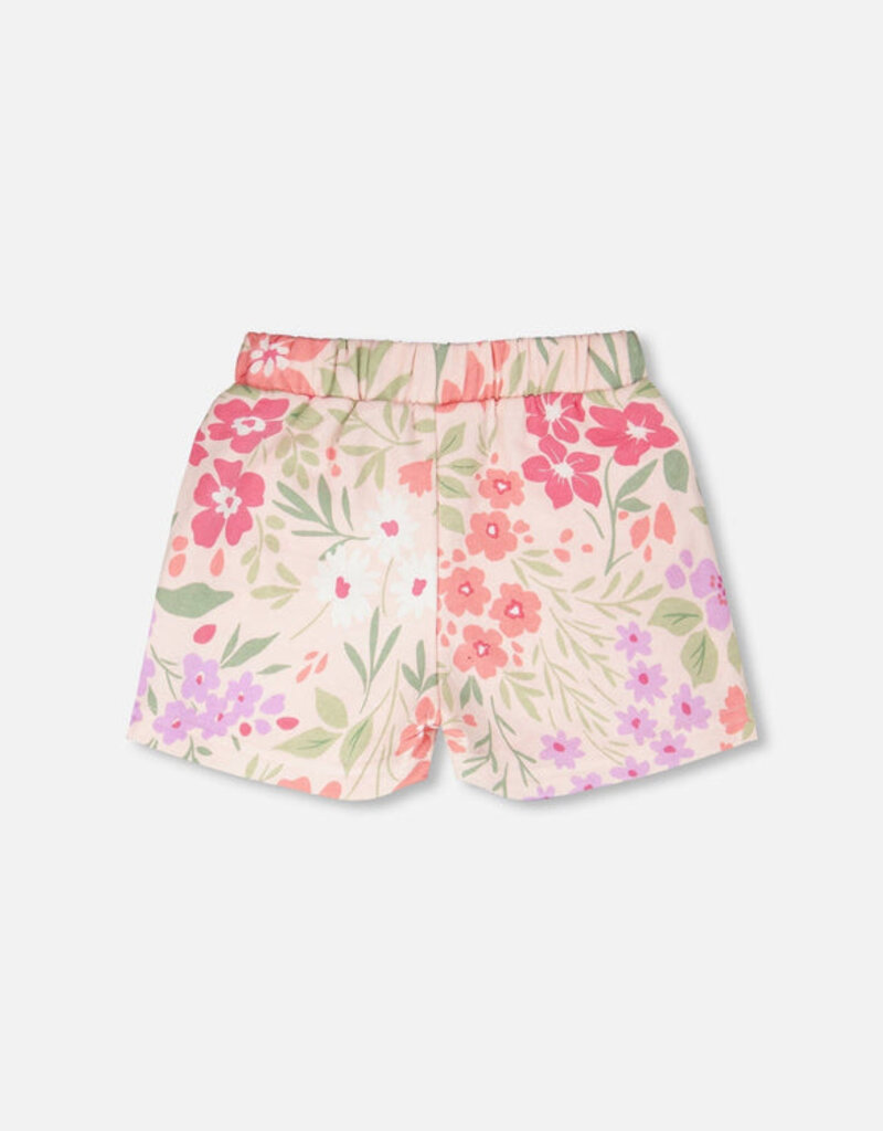 Deux par Deux French Terry Shorts Pink Printed Flowers