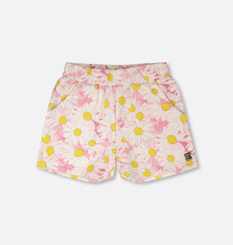 Deux par Deux French Terry Shorts Pink Printed Daisies