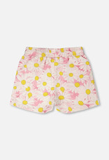 Deux par Deux French Terry Shorts Pink Printed Daisies