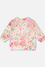 Deux par Deux French Terry Sweatshirt Pink Printed Flowers