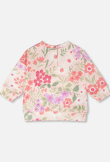 Deux par Deux French Terry Sweatshirt Pink Printed Flowers