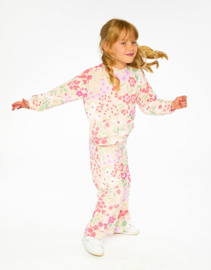 Deux par Deux French Terry Sweatshirt Pink Printed Flowers