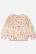 Deux par Deux French Terry Sweatshirt Pink Printed Daisies