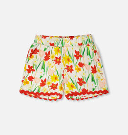 Deux par Deux Viscose Shorts White Daffodil Print