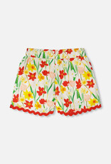 Deux par Deux Viscose Shorts White Daffodil Print