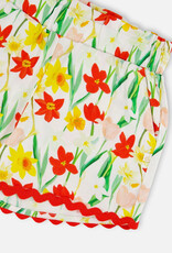 Deux par Deux Viscose Shorts White Daffodil Print
