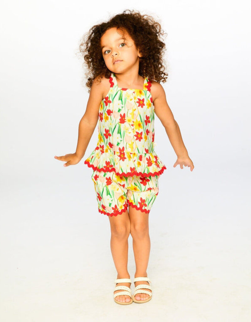 Deux par Deux Viscose Shorts White Daffodil Print