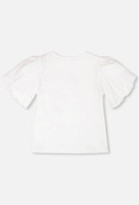 Deux par Deux Organic Cotton Top White w/Tulip Embroidery