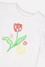 Deux par Deux Organic Cotton Top White w/Tulip Embroidery