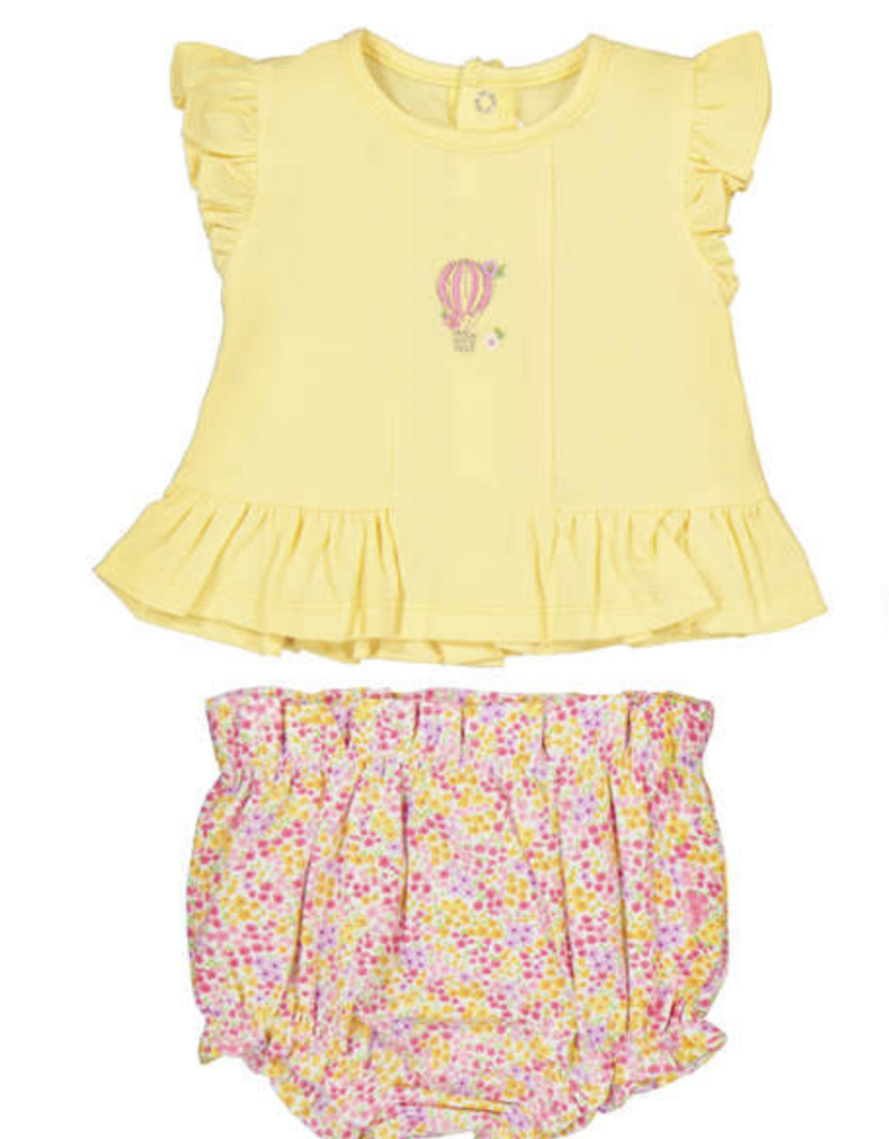 Mayoral Yellow Top w/Ditsy Pink Bloomers