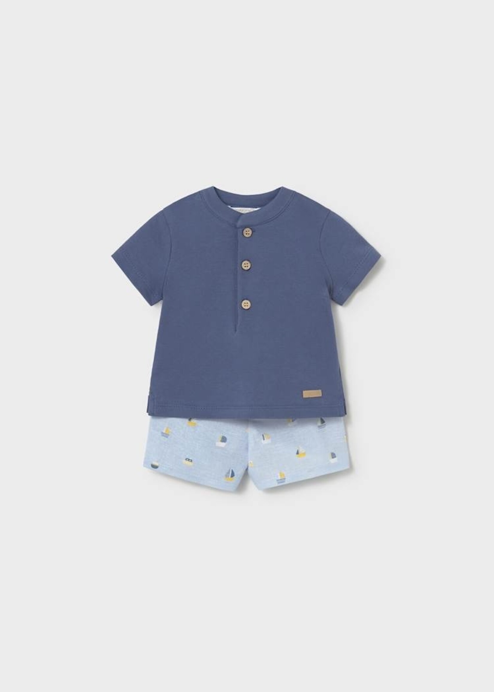 Mayoral Sailboat Print Short Shirt Set