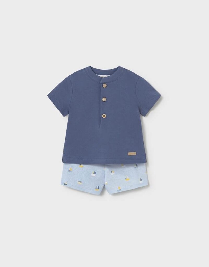 Mayoral Sailboat Print Short Shirt Set