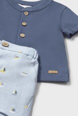 Mayoral Sailboat Print Short Shirt Set