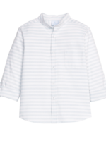 Little English Mandarin Collar Roll Sleeve Shirt Savannah Stripe