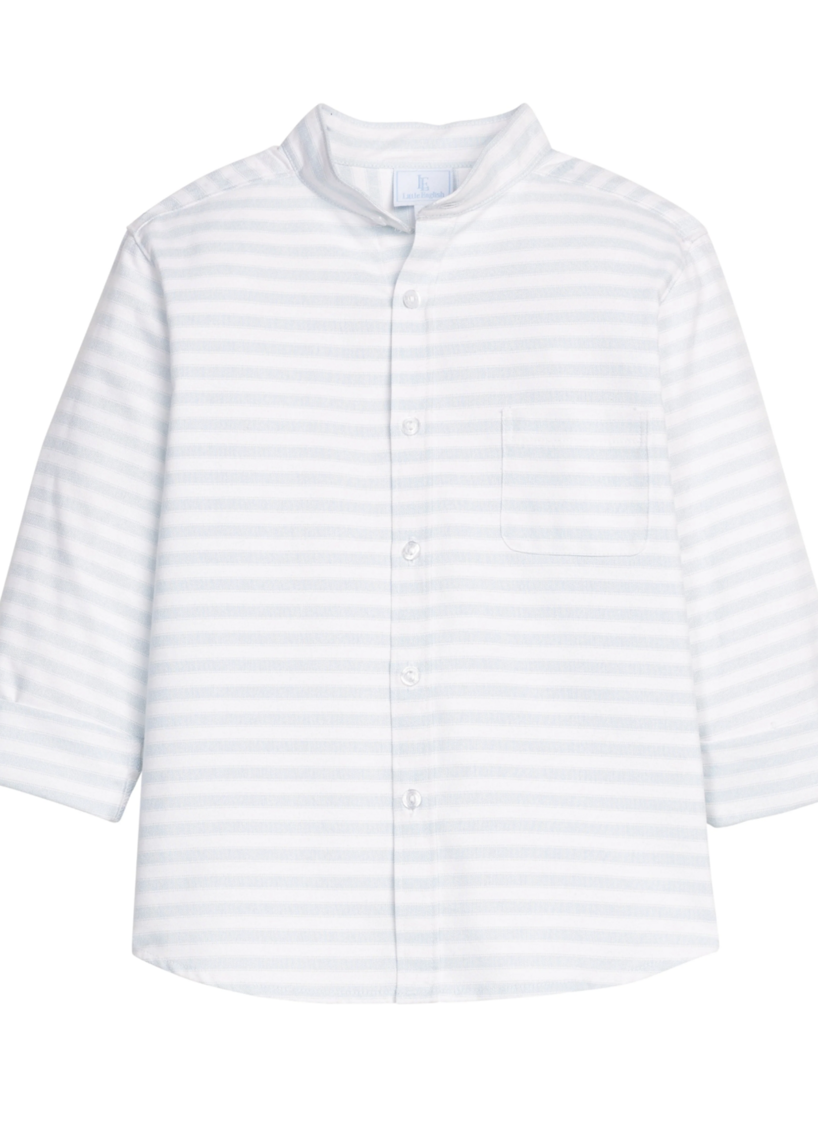 Little English Mandarin Collar Roll Sleeve Shirt Savannah Stripe