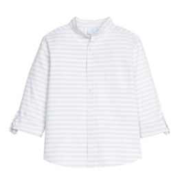 Little English Mandarin Collar Roll Sleeve Shirt Savannah Stripe
