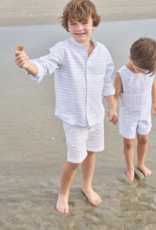 Little English Mandarin Collar Roll Sleeve Shirt Savannah Stripe