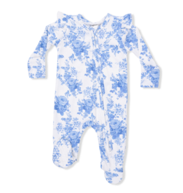 Angel Dear Dream Cottage Floral 2 Way Ruffle Sleeve Zipper Footie