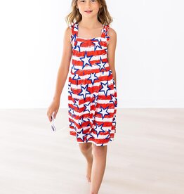 Mila & Rose SALE Stars and Stripes Ruffle Cross Back Dress