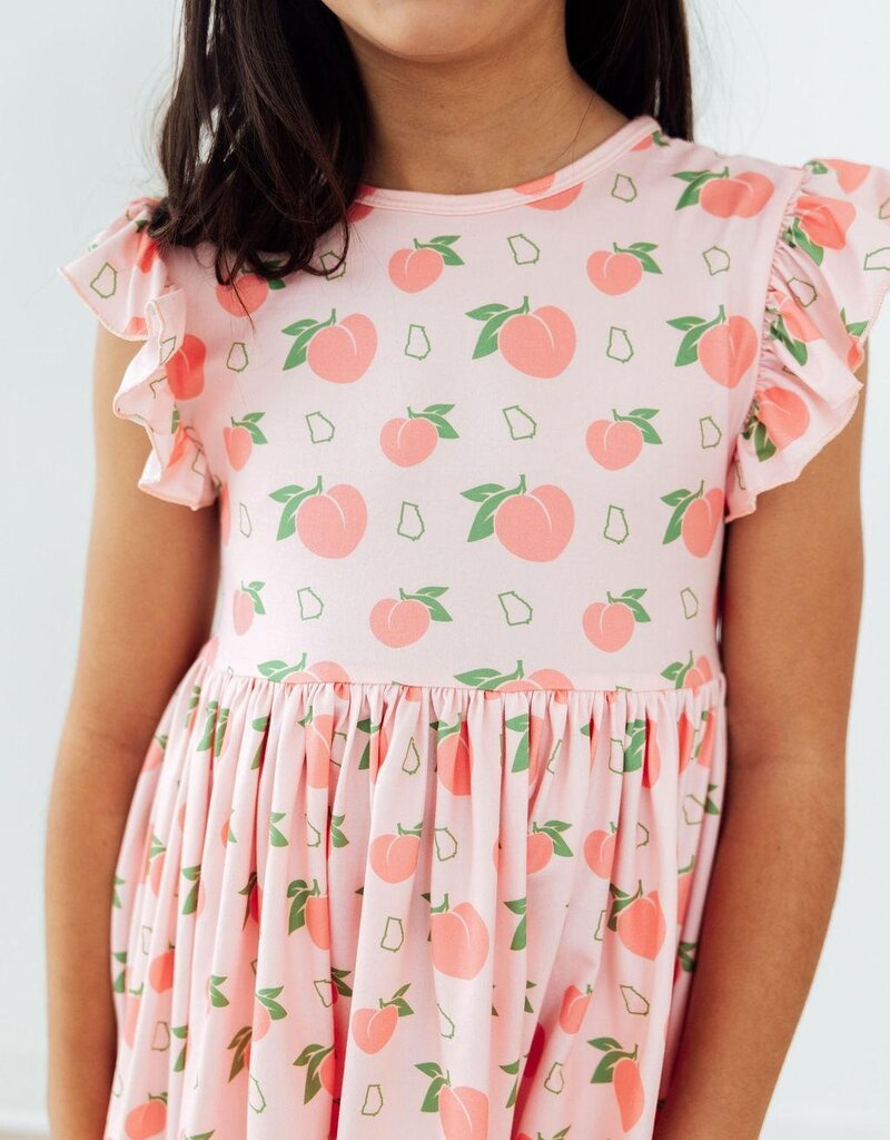 Mila & Rose Georgia Peach Flutter Sleeve Twirl Dress