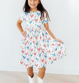 Mila & Rose Rainbow Roosters S/S Pocket Twirl Dress