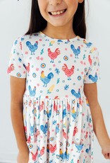 Mila & Rose Rainbow Roosters S/S Pocket Twirl Dress