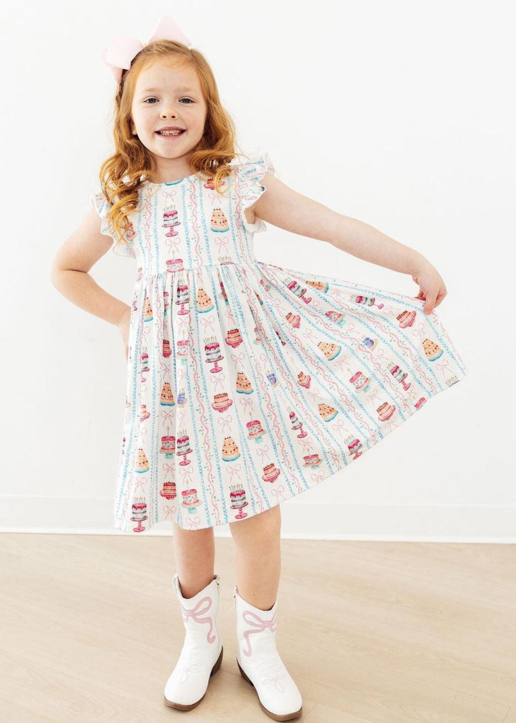 Mila & Rose Birthday Cakes Flutter Sleeve Twirl Dress