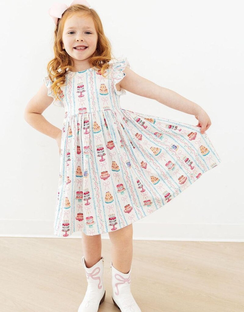 Mila & Rose Birthday Cakes Flutter Sleeve Twirl Dress