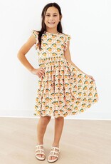 Mila & Rose Orange Orchard Flutter Sleeve Twirl Dress