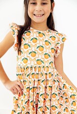 Mila & Rose Orange Orchard Flutter Sleeve Twirl Dress
