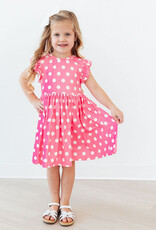Mila & Rose Pink Polka Dots Flutter Sleeve Twirl Dress
