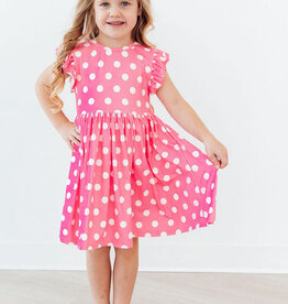 Mila & Rose Pink Polka Dots Flutter Sleeve Twirl Dress