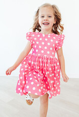 Mila & Rose Pink Polka Dots Flutter Sleeve Twirl Dress