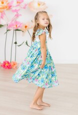 Mila & Rose Watercolor Butterflies Flutter Sleeve Twirl Dress